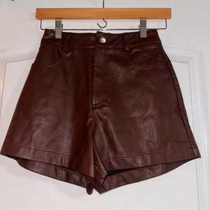 Princess Polly brown leather shorts